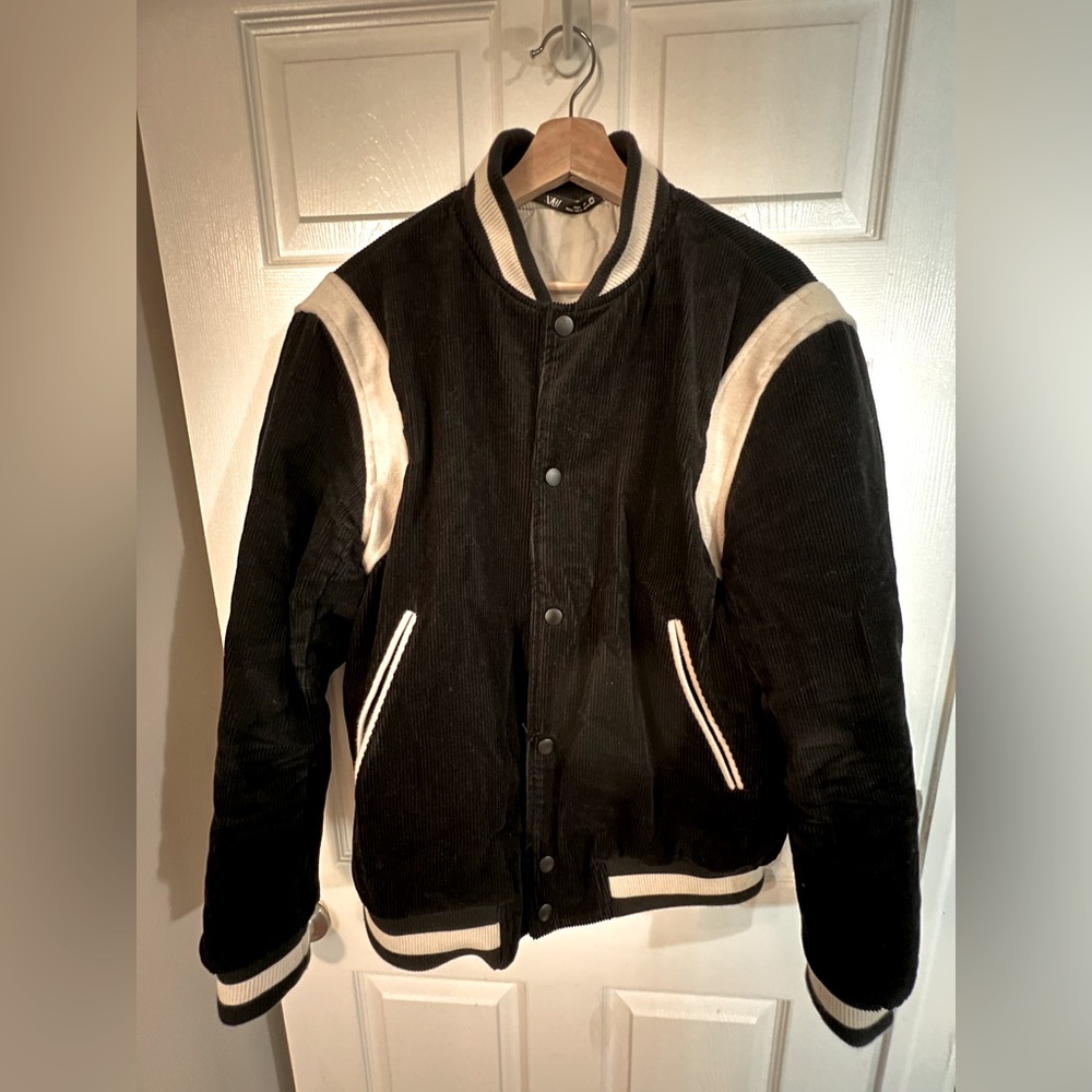 Zara Black and White Corduroy Varsity Jacket XL